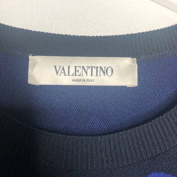 Valentino Delft Jacquard Long Sleeve Midi Sweater Dress Knit Blue M $3960 2020 - Picture 4 of 14